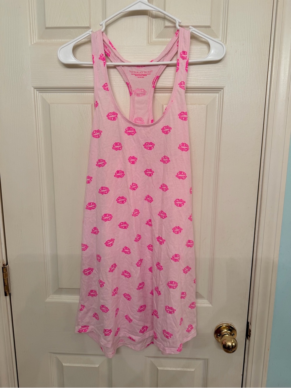 Victoria's Secret Pink Lip-Print Racerback Nightdress - Light Pink & Hot Pink